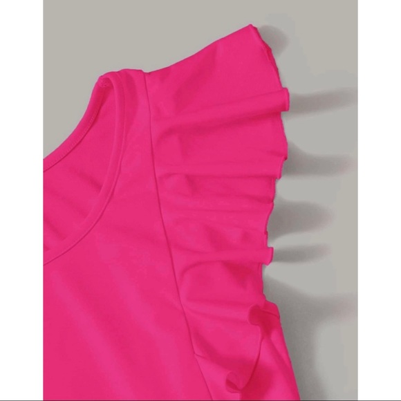 Hot Pink Ruffle Sleeve Bodysuit BNWT Size M - Picture 2 of 3
